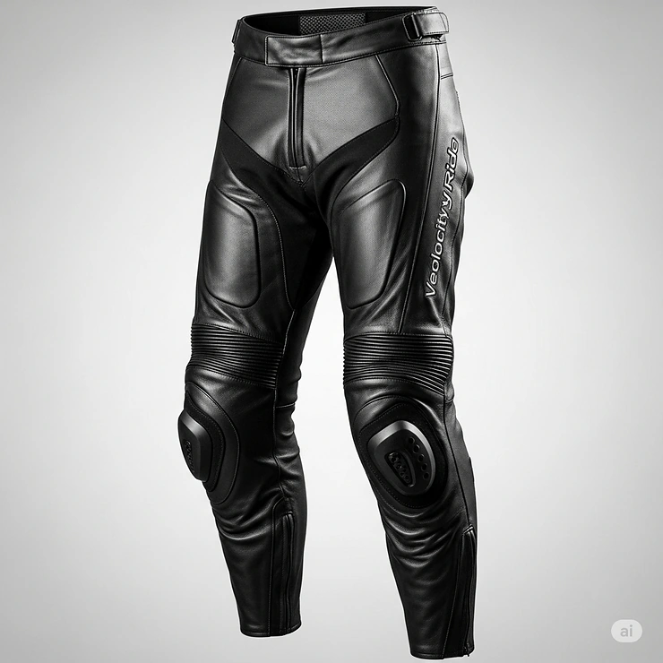 The pants from a two-piece motorcycle suit, featuring CE-rated knee armor and stretch panels for comfort.