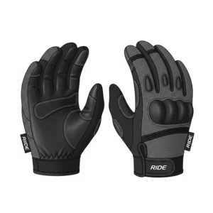 An illustration of short-cuff motorcycle gloves with a simple design, offering great feel and dexterity for city riding.