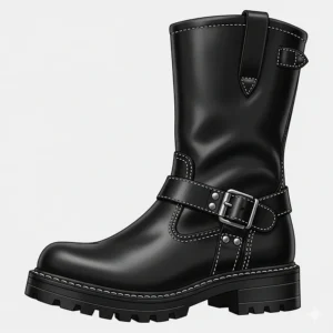Classic black leather women's cruiser boot, offering excellent ankle support and grip.