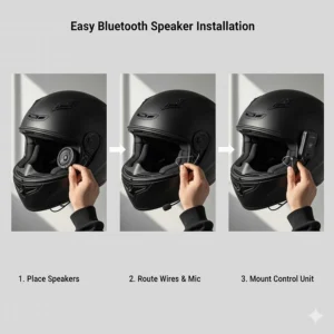 Easy installation process of Bluetooth motorcycle helmet speakers with a simple wiring harness.