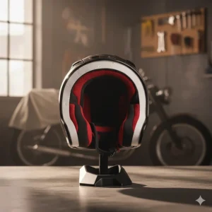 Close-up view of the intricate carbon fiber weave and layered construction of the outer shell for maximum strength.