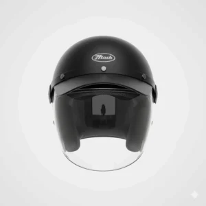Front view of the unique baseball hat motorcycle helmet, showcasing the curved brim and integrated face shield.