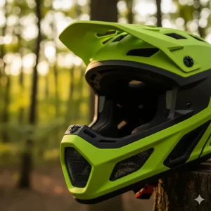 Close-up of the integrated ventilation system on a lightweight **kids full face helmet**.