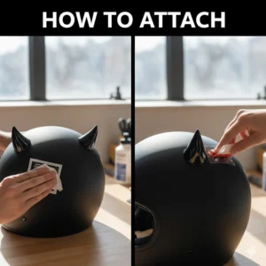 Close-up demonstrating the strong adhesive or suction cup used to attach motorcycle helmet horns securely.