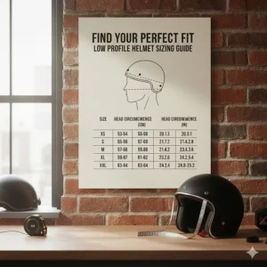 Helpful sizing chart to find the perfect fit for your new low profile motorcycle helmet and ensure maximum protection.