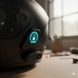 Icon showing the long battery life indicator for a reliable bluetooth motorcycle helmet communication system.