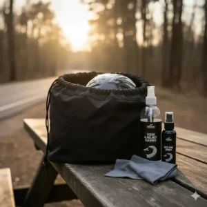 Soft, protective bag used for storing and carrying your motorcycle helmet and its accessories