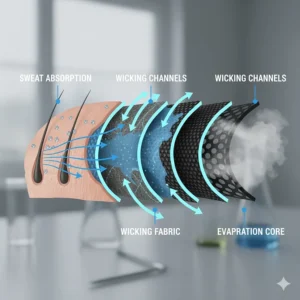 Graphic showing the advanced sweat-absorbing technology that makes this the best cooling helmet liner.