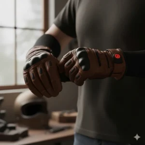 Close-up view of the adjustable, thin cuff design on heated motorcycle glove liners to fit snugly under outer gloves.