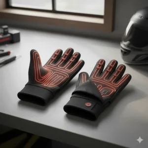 Internal view showing the flexible heating elements inside the best heated motorcycle glove liners for warmth.