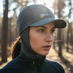 Feature image of the moisture wicking helmet cap providing lightweight ear coverage for wind protection during colder sports activities.