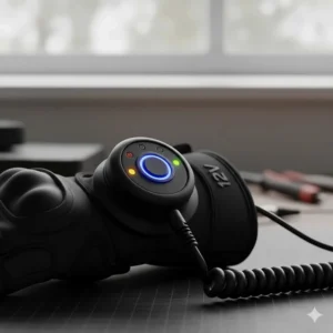 Image of the multi-level temperature controller for adjusting the heat settings of the 12V heated gloves.