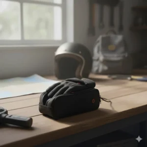 Detailed sizing chart to ensure the correct comfortable fit of heated glove liners inside motorcycle gloves.