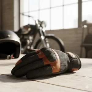 Lightweight textile mesh street gloves, ideal for comfortable and airy motorcycle commuting in hot weather.