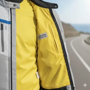 The removable, lightweight waterproof and windproof liner that can be zipped into the best summer motorcycle jackets for unexpected rain or cooler mornings.