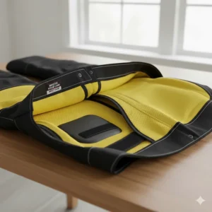 Illustration highlighting the internal Kevlar lining for impact protection in women's motorcycle pants.