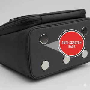 Close-up of the non-slip, anti-scratch padded base designed to protect motorcycle paint from magnets.