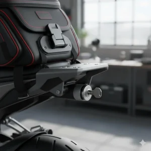 Schematic of a quick-release mounting system with a secondary key-lock for anti-theft protection.