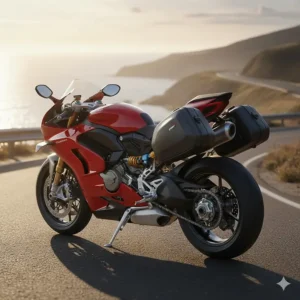 Aerodynamic low-profile motorcycle saddle bags designed for sport and adventure bikes.