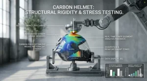 Technical diagram illustrating the structural integrity and rigidity of carbon fiber under pressure.