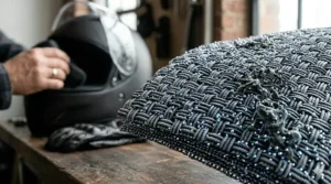 Diagram of silver ion technology inside an anti-microbial helmet liner neutralizing odor-causing bacteria on a molecular level.