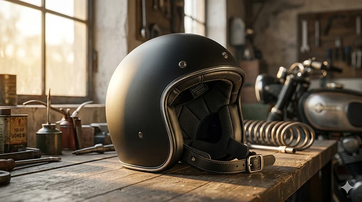 A premium matte black cap-style motorcycle helmet shown from a three-quarter profile view on a clean background.