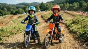 Reinforced youth motorcycle gloves showing palm padding and knuckle guards for youth rider safety.