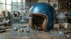 Comparison chart showing the lightweight shell construction of retro open-face protection.