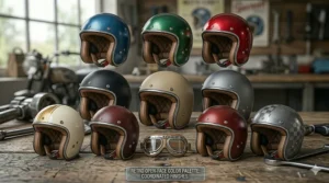 A collection of matte and metallic finishes available for retro open-face protection.