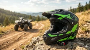 Lightweight youth quad riding helmet designed for young riders with adjustable chin straps.