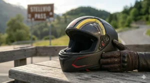Detailed diagram showing the carbon fiber layers of an ultra-light protection helmet motorcycle.