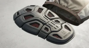 Illustration of an armor insert motorcycle back protector designed to fit into a riding jacket armor pocket.