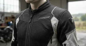 Close-up illustration of the REV'IT! Eclipse 2 mesh motorcycle jacket showing the breathable fabric panels.