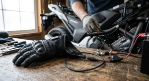 Connecting 12V hardwired heated motorcycle gloves to a commuter bike battery harness