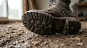 Detailed view of heavy lugged outsoles comparing adventure touring boots vs street touring boots