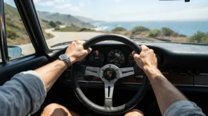Men wearing mesh motorcycle gloves for hot weather riding while gripping handlebars