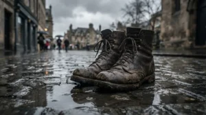 Waterproof touring boots for long distance comfort tested on a wet asphalt road.
